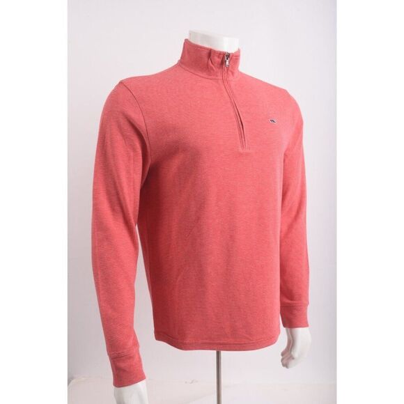Vineyard Vines Mens Saltwater Quarter Zip Shirt Top Size S Red Stripe NWT - Picture 2 of 6
